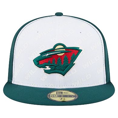 Men's New Era White/Green Minnesota Wild Repeat Two-Tone 59FIFTY Fitted Hat