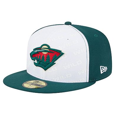 Men's New Era White/Green Minnesota Wild Repeat Two-Tone 59FIFTY Fitted Hat