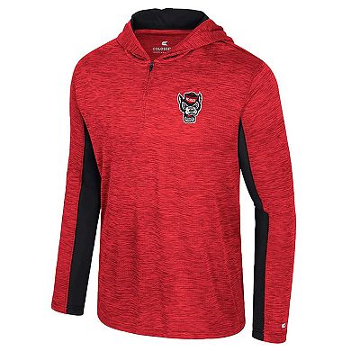 Men's Colosseum Red NC State Wolfpack Always Sunny Quarter-Zip Hoodie