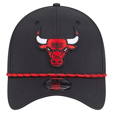 Men's New Era Black Chicago Bulls Featherweight Poly Rope Flex 39Thirty Hat
