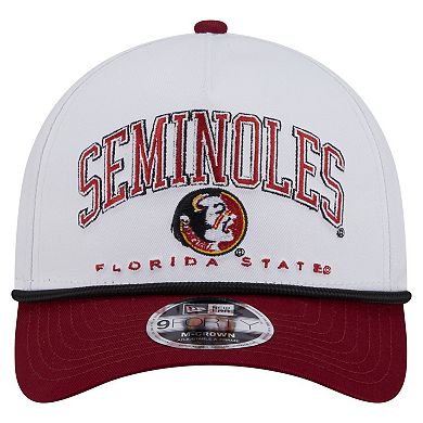 Men's New Era White/Garnet Florida State Seminoles Arch Two-Tone Rope 9FORTY A-Frame M-Crown Adjustable Hat