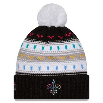 Women's New Era Black New Orleans Saints 2025 NFL Crucial Catch Cuffed Knit Hat with Pom