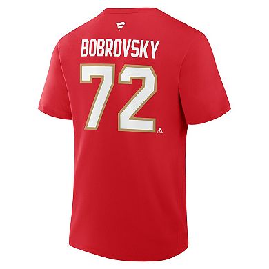 Men's Fanatics Sergei Bobrovsky Red Florida Panthers Authentic Stack Name & Number T-Shirt