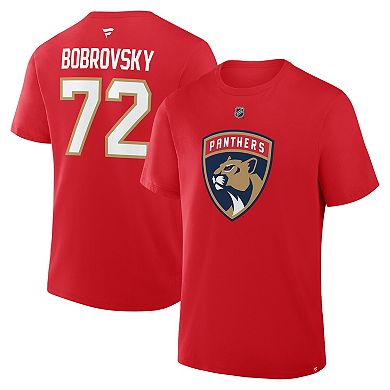 Men's Fanatics Sergei Bobrovsky Red Florida Panthers Authentic Stack Name & Number T-Shirt