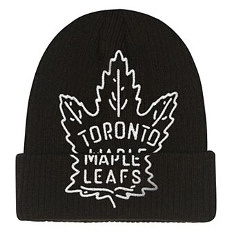 Youth Mitchell & Ness Black Toronto Maple Leafs Neon Line Lights Cuffed Knit Hat