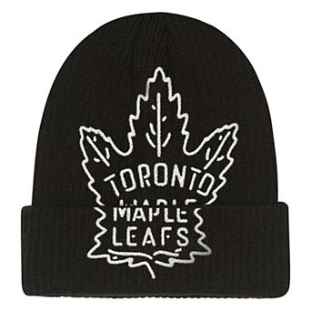 Youth Mitchell & Ness Black Toronto Maple Leafs Neon Line Lights Cuffed Knit Hat