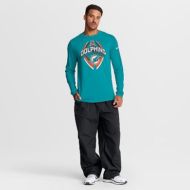 Men's Nike Aqua Miami Dolphins Primetime Legend Icon Performance Long Sleeve T-Shirt