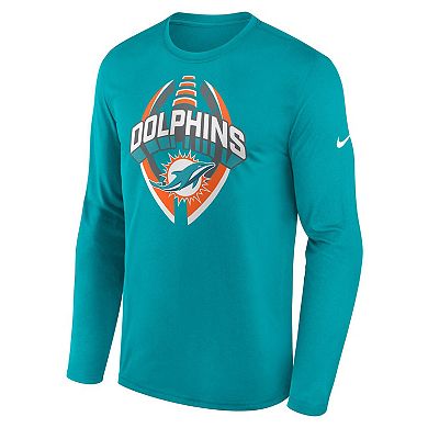 Men's Nike Aqua Miami Dolphins Primetime Legend Icon Performance Long Sleeve T-Shirt