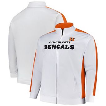 Men's Fanatics White Cincinnati Bengals Big & Tall Tricot Full-Zip Track Jacket