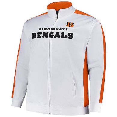 Men's Fanatics White Cincinnati Bengals Big & Tall Tricot Full-Zip Track Jacket