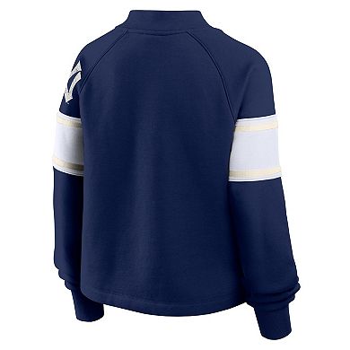 Women's Fanatics Navy New York Yankees Oversized Toss Sweep Raglan Pullover Sweatshirt