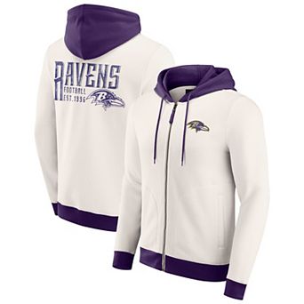 Men's Darius Rucker Collection by Fanatics Cream Baltimore Ravens Distressed Graphics Full-Zip Hoodie