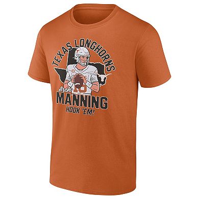 Men's Fanatics Arch Manning Texas Orange Texas Longhorns Name & Number T-Shirt