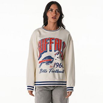 Women's The Wild Collective Cream Buffalo Bills Oversized Vintage French Terry Sweatshirt