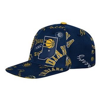 Youth Outerstuff Navy Indiana Pacers Street Hooper Allover Print Snapback Hat