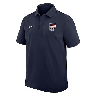 Men's Nike Navy Team USA Woven Polo