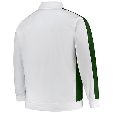 Men's Fanatics White Green Bay Packers Big & Tall Tricot Full-Zip Track Jacket