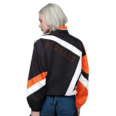 Women's Starter Black/Orange Cincinnati Bengals Vintage 1st Quarter Full-Zip Windbreaker