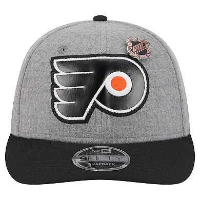 Men's New Era Gray/Black Philadelphia Flyers Wool Pin Low Profile 9FIFTY Snapback Hat