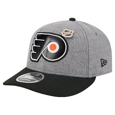 Men's New Era Gray/Black Philadelphia Flyers Wool Pin Low Profile 9FIFTY Snapback Hat