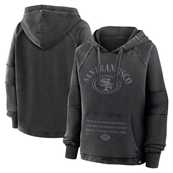Women's Fanatics Black San Francisco 49ers Oversized Raglan Gridiron Hoodie