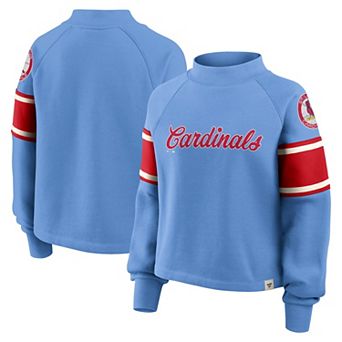 Women's Fanatics Light Blue St. Louis Cardinals Oversized Toss Sweep Raglan Pullover Sweatshirt