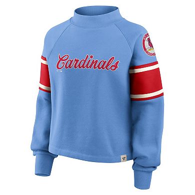 Women's Fanatics Light Blue St. Louis Cardinals Oversized Toss Sweep Raglan Pullover Sweatshirt