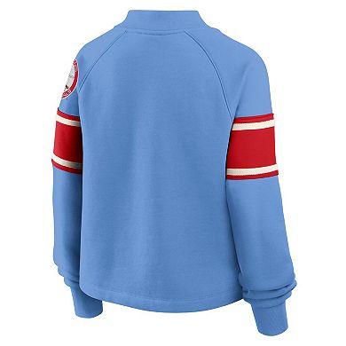 Women's Fanatics Light Blue St. Louis Cardinals Oversized Toss Sweep Raglan Pullover Sweatshirt
