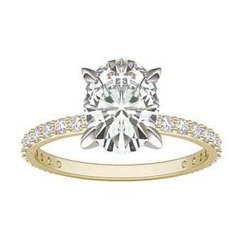 Charles & Colvard 10k Gold Two Tone Lab-Created Moissanite Oval Solitaire Ring