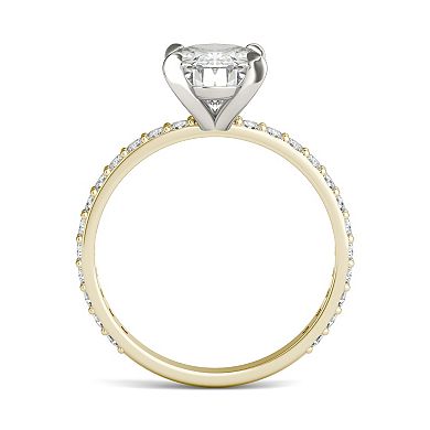Charles & Colvard 10k Gold Two Tone Lab-Created Moissanite Oval Solitaire Ring
