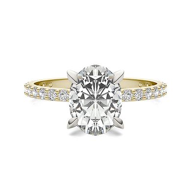 Charles & Colvard 10k Gold Two Tone Lab-Created Moissanite Oval Solitaire Ring