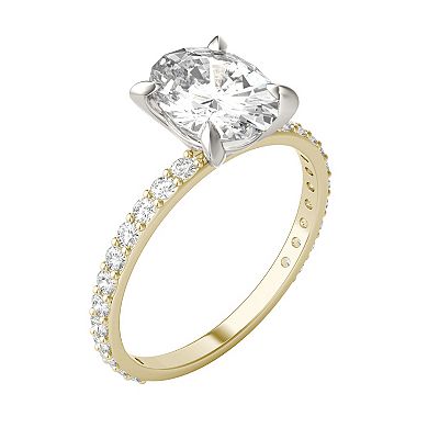 Charles & Colvard 10k Gold Two Tone Lab-Created Moissanite Oval Solitaire Ring