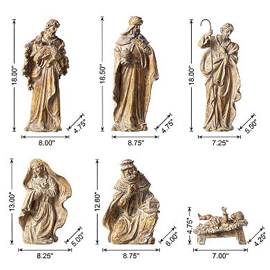 Glitzhome 10pcs Resin Nativity Figurine Set, Charming Christmas Table Decor