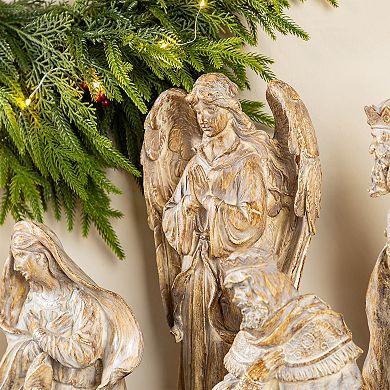 Glitzhome 10pcs Resin Nativity Figurine Set, Charming Christmas Table Decor