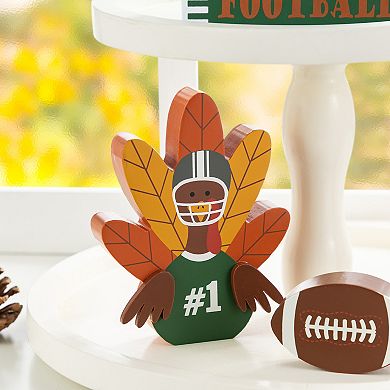 Glitzhome Set of 4 Wooden Turkey Table Decor Set, 5.75"H Thanksgiving Tabletop Decoration