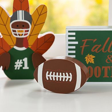 Glitzhome Set of 4 Wooden Turkey Table Decor Set, 5.75"H Thanksgiving Tabletop Decoration