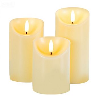 3 pc Rechargeable Pillar Candles Flickering Flameless Candles with Remote Timer