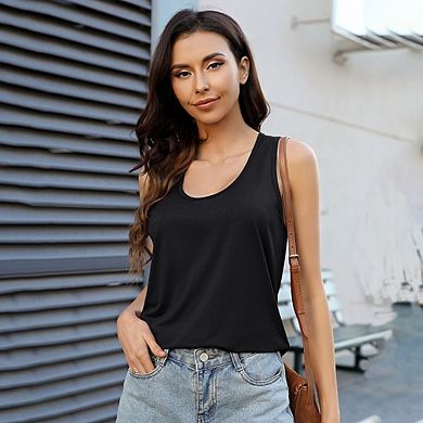 Womens Tank Tops Sleeveless Scoop Neck Loose Summer Clothes Fit