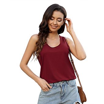 Womens Tank Tops Sleeveless Scoop Neck Loose Summer Clothes Fit