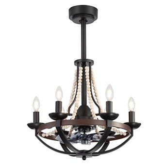 22-Inch Crystal Light Bulb Ceiling Fan, 7 ABS Blades, DC Motor, Semi-Flush Mount, Remote Control