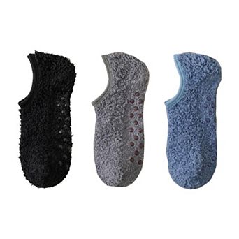 Men's 3-Pack Fuzzy Grip Socks Low Cut Non-Slip Indoor Slipper Lounge Fit
