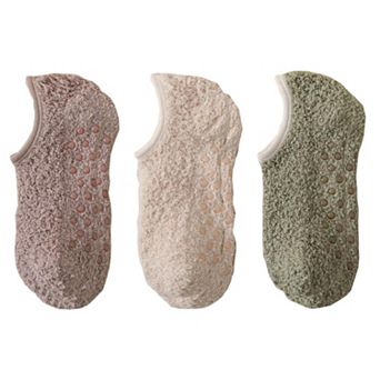 Men's 3-Pack Fuzzy Grip Socks Low Cut Non-Slip Indoor Slipper Lounge Fit