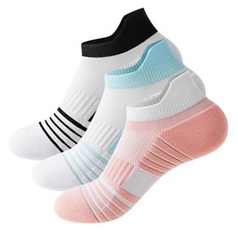 Cushioned Sport Ankle Socks with Arch Support Breathable Stretch Mesh Knit Athletic Low-Cut Design