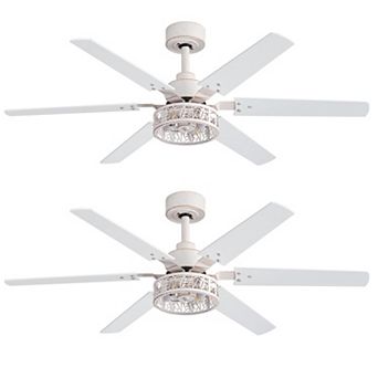 46" Indoor 2-Pack Fan, 6 Plywood Blades, DC Motor, 6-Speed Remote, Timer