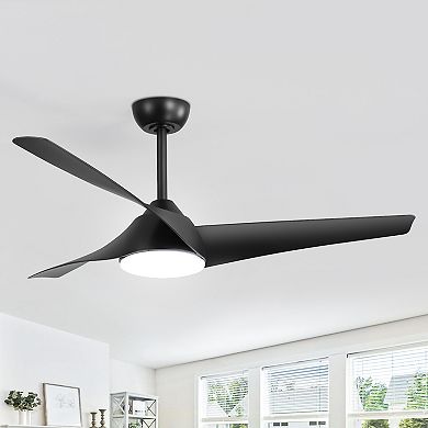 52-Inch Ceiling Fan with 3 ABS Blades, LED Light, 6-Speed DC Motor, 5''&10'' Downrods, Remote, Timer