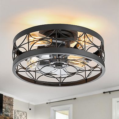 16.5" Cage Fan, Light Bulb, 7 ABS Blades, DC Motor, 6-Speed, Remote