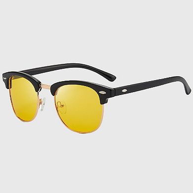 Men's Polarized Clubmaster Sunglasses-Metal & PC Frame Retro Style Shades