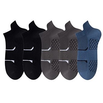 Men's Cushioned Low Cut Grip Socks 5-Pack with Arch Support and Breathable Mesh Panels