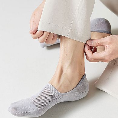 Men's 5 Pairs Low Cut Mesh Socks with Non-Slip Heel and Soft Stretch Fit