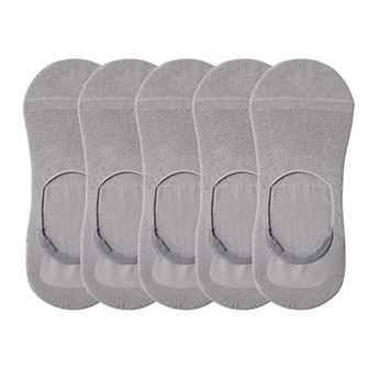 Men's 5 Pairs Low Cut Mesh Socks with Non-Slip Heel and Soft Stretch Fit